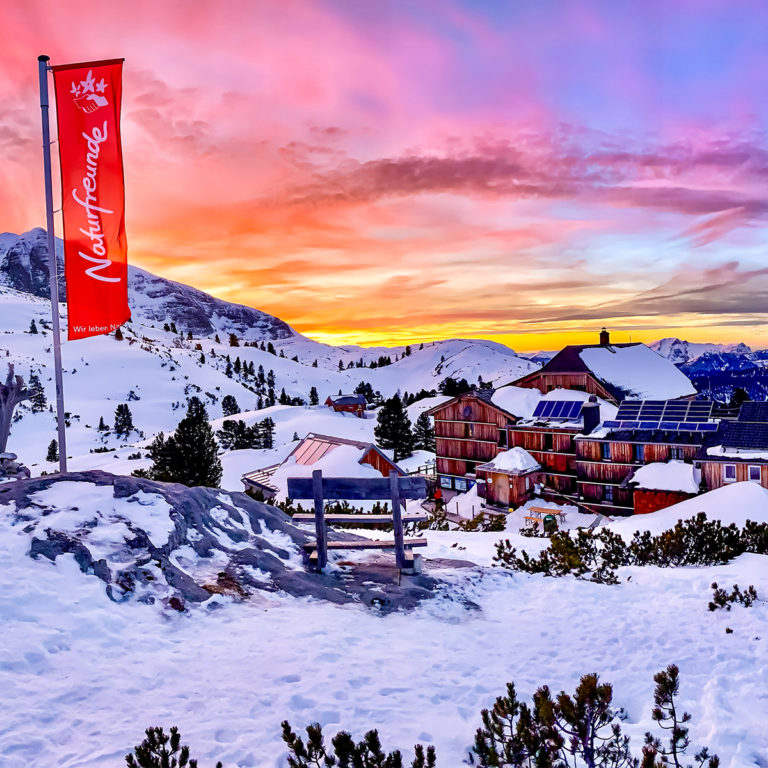 západ slunce nad chatou Wiesberghaus